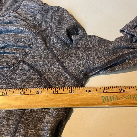 Lululemon Women 4 1/4 Zip Pullover Jacket Ruched Ruffled Stretch Thumbholes Blue - Picture 5 of 7
